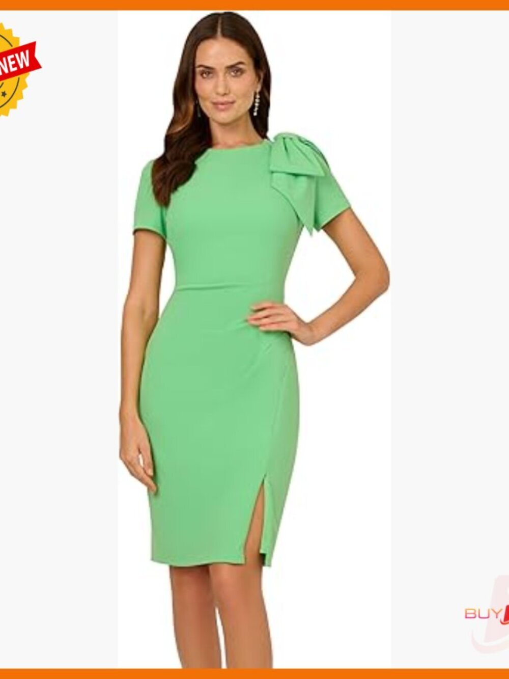 Pleated Bow Midi Dress Size 10 Crepe Fabric Cocktail Attire